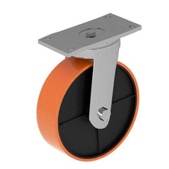 Fairbanks - 8" Diam x 2" Wide x 9-1/2" OAH Top Plate Mount Swivel Caster - Polyurethane, 1,200 Lb Capacity, Roller Bearing, 4 x 4-1/2" Plate - Exact Tool & Supply