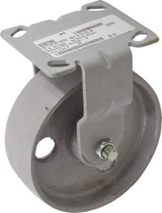 Fairbanks - 6" Diam x 2" Wide x 7-1/4" OAH Top Plate Mount Rigid Caster - Semi-Steel, 1,200 Lb Capacity, Roller Bearing, 4 x 4-1/2" Plate - Exact Tool & Supply