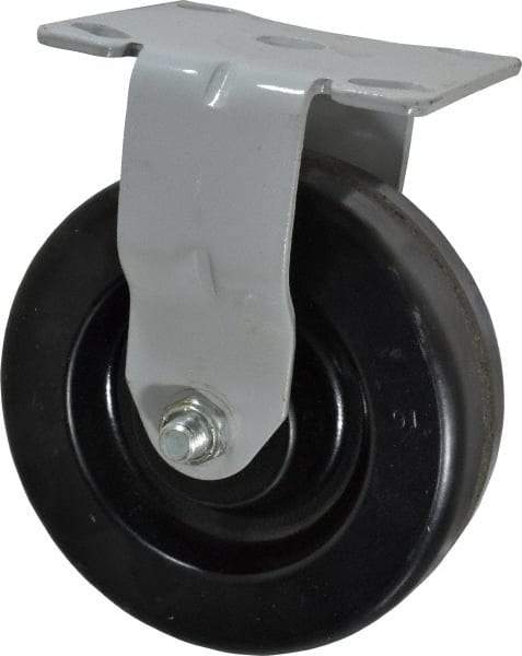 Fairbanks - 6" Diam x 2" Wide x 7-1/4" OAH Top Plate Mount Rigid Caster - Phenolic, 1,200 Lb Capacity, Roller Bearing, 4 x 4-1/2" Plate - Exact Tool & Supply