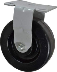 Fairbanks - 6" Diam x 2" Wide x 7-1/4" OAH Top Plate Mount Rigid Caster - Phenolic, 1,200 Lb Capacity, Roller Bearing, 4 x 4-1/2" Plate - Exact Tool & Supply