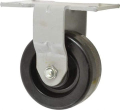 Fairbanks - 5" Diam x 2" Wide x 6-1/2" OAH Top Plate Mount Rigid Caster - Phenolic, 1,000 Lb Capacity, Roller Bearing, 4-1/2 x 6-1/4" Plate - Exact Tool & Supply