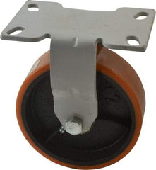 Fairbanks - 6" Diam x 2" Wide x 7-1/4" OAH Top Plate Mount Rigid Caster - Polyurethane, 1,000 Lb Capacity, Roller Bearing, 4-1/2 x 6-1/4" Plate - Exact Tool & Supply