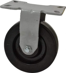 Fairbanks - 6" Diam x 2" Wide x 7-1/4" OAH Top Plate Mount Rigid Caster - Phenolic, 1,200 Lb Capacity, Roller Bearing, 4-1/2 x 6-1/4" Plate - Exact Tool & Supply