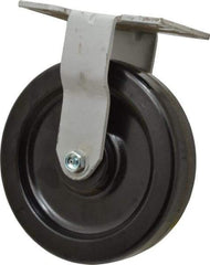 Fairbanks - 8" Diam x 2" Wide x 9-1/2" OAH Top Plate Mount Rigid Caster - Phenolic, 1,200 Lb Capacity, Roller Bearing, 4-1/2 x 6-1/4" Plate - Exact Tool & Supply