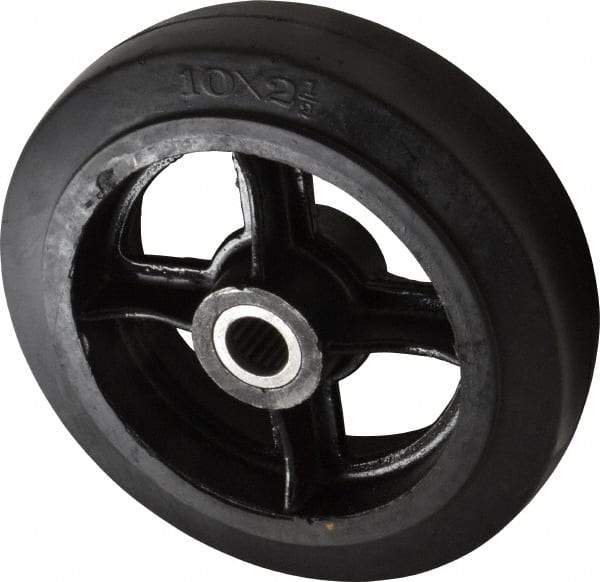 Fairbanks - 10 Inch Diameter x 2-1/2 Inch Wide, Rubber Caster Wheel - 1,500 Lb. Capacity, 2-3/4 Inch Hub Length, 1-1/8 Inch Axle Diameter, Roller Bearing - Exact Tool & Supply