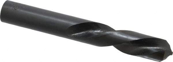 Interstate - 23/32" 118° Spiral Flute High Speed Steel Screw Machine Drill Bit - Bright Finish, Left Hand Cut, 3" Flute Length, 4-3/4" OAL, Standard Point, Straight Shank - Exact Tool & Supply