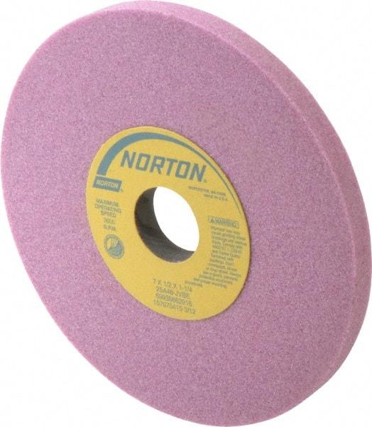 Norton - 7" Diam x 1-1/4" Hole x 1/2" Thick, J Hardness, 46 Grit Surface Grinding Wheel - Aluminum Oxide, Type 1, Coarse Grade, 3,600 Max RPM, Vitrified Bond, No Recess - Exact Tool & Supply