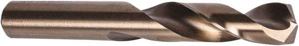 Precision Twist Drill - 0.358" 135° Spiral Flute Cobalt Screw Machine Drill Bit - Oxide/Gold Finish, Right Hand Cut, 1-3/4" Flute Length, 3-1/16" OAL, Split Point, Straight Shank - Exact Tool & Supply