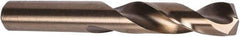Precision Twist Drill - 0.358" 135° Spiral Flute Cobalt Screw Machine Drill Bit - Oxide/Gold Finish, Right Hand Cut, 1-3/4" Flute Length, 3-1/16" OAL, Split Point, Straight Shank - Exact Tool & Supply