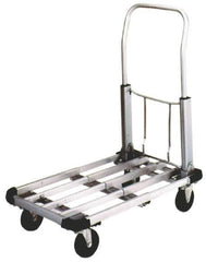 Value Collection - 350 Lb Capacity Aluminum Platform Truck - Aluminum Deck, 16" OAW, Hard Rubber Casters - Exact Tool & Supply