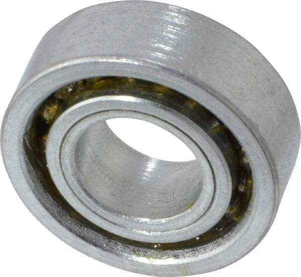 Value Collection - 1/2" Bore Diam, 1-1/8" OD, Open Unground Full Complement Radial Ball Bearing - 3/8" Wide, 1 Row, Round Bore, 533 Lb Dynamic Capacity - Exact Tool & Supply