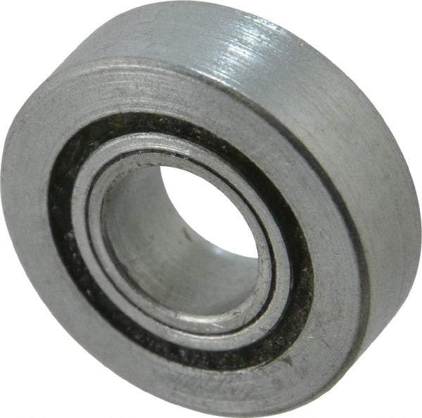 Value Collection - 1/2" Bore Diam, 1-1/4" OD, Open Unground Full Complement Radial Ball Bearing - 3/8" Wide, 1 Row, Round Bore, 533 Lb Dynamic Capacity - Exact Tool & Supply
