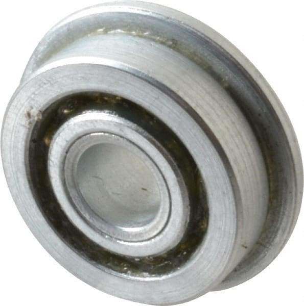 Value Collection - 1/4" Bore Diam, 3/4" OD, Open Unground Full Complement Radial Ball Bearing - With Flange, 1 Row, Round Bore, 287 Lb Dynamic Capacity - Exact Tool & Supply