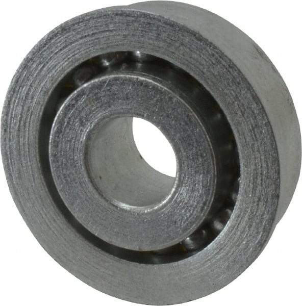 Value Collection - 3/8" Bore Diam, 1-1/8" OD, Open Unground Full Complement Radial Ball Bearing - With Flange, 1 Row, Round Bore, 533 Lb Dynamic Capacity - Exact Tool & Supply
