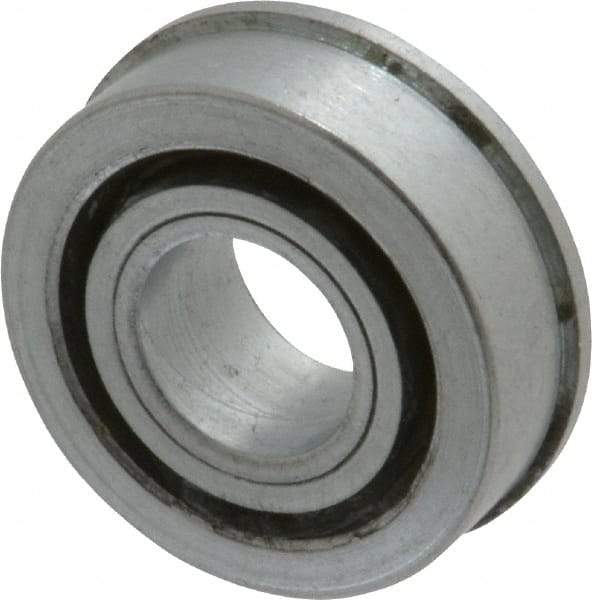Value Collection - 1/2" Bore Diam, 1-3/16" OD, Open Unground Full Complement Radial Ball Bearing - With Flange, 1 Row, Round Bore, 533 Lb Dynamic Capacity - Exact Tool & Supply