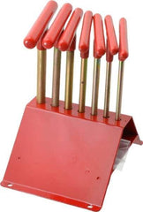 Made in USA - 7 Piece T-Handle Hex Key Set - Hex Range 7/64 to 1/4", 7" OAL, Chromalloy Steel - Exact Tool & Supply