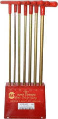 Made in USA - 7 Piece T-Handle Hex Key Set - Hex Range 7/64 to 1/4", 13" OAL, Chromalloy Steel - Exact Tool & Supply