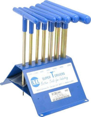 Made in USA - 7 Piece T-Handle Hex Key Set - Hex Range 2 to 8mm, 7" OAL, Chromalloy Steel - Exact Tool & Supply