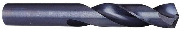 Interstate - 61/64" 118° Spiral Flute High Speed Steel Screw Machine Drill Bit - Oxide Finish, Right Hand Cut, 3-7/8" Flute Length, 5-7/8" OAL, Standard Point, Straight Shank - Exact Tool & Supply
