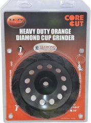 Core Cut - 7" Diam, 3/16" Overall Thickness, Spiral Cup Tool & Cutter Grinding Wheel - Diamond, 8,725 RPM - Exact Tool & Supply