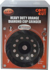 Core Cut - 7" Diam, 7/8" Hole Size, 3/16" Overall Thickness, Spiral Cup Tool & Cutter Grinding Wheel - Diamond, 8,725 RPM - Exact Tool & Supply
