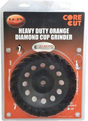 Core Cut - 7" Diam, 3/16" Overall Thickness, Spiral Cup Tool & Cutter Grinding Wheel - Diamond, 8,725 RPM - Exact Tool & Supply