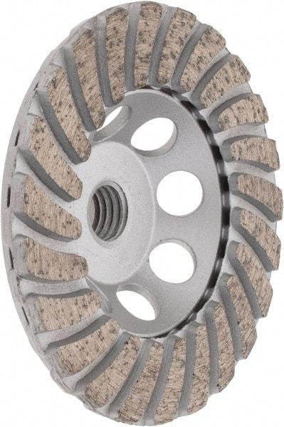 Core Cut - 4" Diam, 3/16" Overall Thickness, Spiral Cup Tool & Cutter Grinding Wheel - Fine Grade, Diamond, 15,000 RPM - Exact Tool & Supply