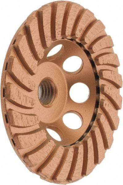 Core Cut - 4" Diam, 3/16" Overall Thickness, Spiral Cup Tool & Cutter Grinding Wheel - Coarse Grade, Diamond, 15,000 RPM - Exact Tool & Supply