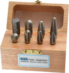 SGS Pro - 8 Piece, 1/4" Shank Burr Set - Tungsten Carbide - Exact Tool & Supply