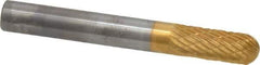 SGS Pro - 1/4" Cut Diam, 1/4" Shank Diam, Cylinder with Radius Head Double Cut Burr - Carbide, Radius End, 5/8" LOC, 2" OAL - Exact Tool & Supply