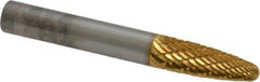 SGS Pro - 1/4" Cut Diam, 1/4" Shank Diam, Tree with Radius Head Double Cut Burr - Carbide, Radius End, 5/8" LOC, 2" OAL - Exact Tool & Supply