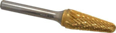 SGS Pro - 1/2" Cut Diam, 1/4" Shank Diam, Taper Head Double Cut Burr - Carbide, Radius End, 1-1/8" LOC, 2-7/8" OAL - Exact Tool & Supply