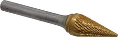 SGS Pro - 1/2" Cut Diam, 1/4" Shank Diam, Cone Head Double Cut Burr - Carbide, Point End, 7/8" LOC, 2-5/8" OAL - Exact Tool & Supply