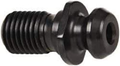 Parlec - A Style, BT40 Taper, M16x2 Thread, 45° Angle Radius, Standard Retention Knob - 1.65" OAL, 0.74" Knob Diam, 0.12" Flange Thickness, 0.64" from Knob to Flange, 0.669" Pilot Diam, 9/32" Coolant Hole, Through Coolant - Exact Tool & Supply