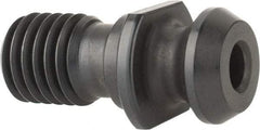 Parlec - A Style, CAT40 Taper, 5/8-11 Thread, 45° Angle Radius, Standard Retention Knob - 1.68" OAL, 0.74" Knob Diam, 0.12" Flange Thickness, 0.64" from Knob to Flange, 0.635" Pilot Diam, 9/32" Coolant Hole, Through Coolant - Exact Tool & Supply