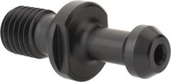 Parlec - C Style, CAT40 Taper, 5/8-11 Thread, 45° Angle Radius, Standard Retention Knob - 2.3" OAL, 0.588" Knob Diam, 0.24" Flange Thickness, 0.988" from Knob to Flange, 0.635" Pilot Diam, 0.197" Coolant Hole, Through Coolant - Exact Tool & Supply