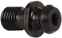 Parlec - A Style, CAT50 Taper, 1-8 Thread, 45° Angle Radius, Standard Retention Knob - 2.3" OAL, 1.14" Knob Diam, 0.2" Flange Thickness, 1" from Knob to Flange, 1.026" Pilot Diam, 0.39" Coolant Hole, Through Coolant - Exact Tool & Supply