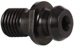 Parlec - A Style, CAT50 Taper, 1-8 Thread, 45° Angle Radius, Standard Retention Knob - 2.3" OAL, 1.14" Knob Diam, 0.2" Flange Thickness, 1" from Knob to Flange, 1.026" Pilot Diam, 0.39" Coolant Hole, Through Coolant - Exact Tool & Supply