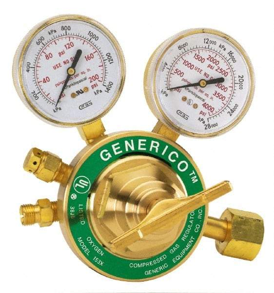 Value Collection - 1,200 CFH Flow Range, 510 CGA Inlet Connection, Male Fitting, 15 Max psi, Acetylene Welding Regulator - 9/16-18 Thread, 15 Max psi Outlet, Left Hand Rotation - Exact Tool & Supply