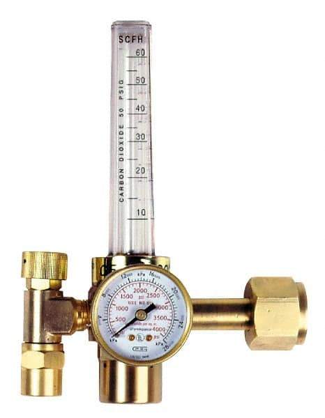 Value Collection - 0 to 60 SCFM Flow Range, 320 CGA Inlet Connection, Male Fitting, 4,000 Max psi, Carbon Dioxide Welding Regulator - 5/8-18 Thread, Right Hand Rotation - Exact Tool & Supply