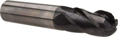OSG - 5/8" Diam, 1-1/4" LOC, 4 Flute Solid Carbide Ball End Mill - TiAlN Finish, Single End, 3-1/2" OAL, 5/8" Shank Diam, Spiral Flute - Exact Tool & Supply