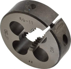 OSG - 5/8-11 UNC Thread, 2" Outside Diam High Speed Steel Round Die - 5/8" Thick, Right Hand Thread, Adjustable - Exact Tool & Supply