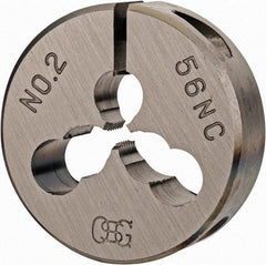 OSG - #2-56 UNC Thread, 13/16" Outside Diam High Speed Steel Round Die - 1/4" Thick, Right Hand Thread, Adjustable - Exact Tool & Supply