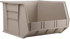 Akro-Mils - 75 Lb. Load Capacity, 18" Deep, Gray Polymer Hopper Stacking Bin - 11" High x 16-1/2" Wide x 18" Long - Exact Tool & Supply