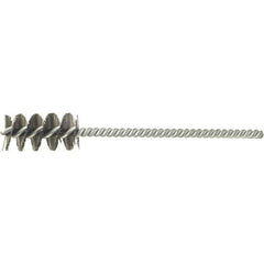 Brush Research Mfg. - 2" Diam Helical Stainless Steel Tube Brush - Single Spiral, 0.003" Filament Diam, 1" Brush Length, 4" OAL, 0.097" Diam Stainless Steel Shank - Exact Tool & Supply
