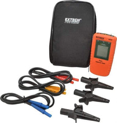 Extech - 3 Phase, 40 to 600 VAC, 15 to 400 Hz, 32 to 104°F, LCD Display Phase Rotation Tester - No Battery Required, Includes Alligator Clips, Test Leads, CAT III 600 V, CE, EN 61010-1 - Exact Tool & Supply