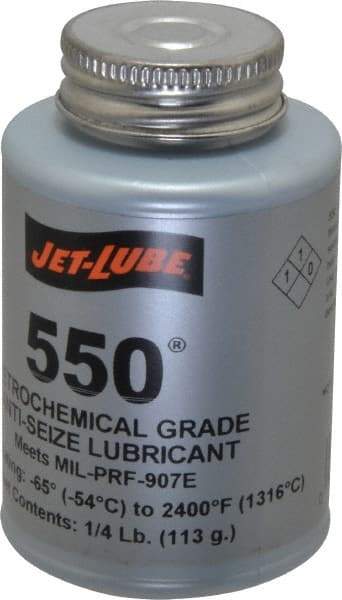 Jet-Lube - 0.25 Lb Can Extreme Pressure Anti-Seize Lubricant - Molybdenum Disulfide, -65 to 2,400°F, Steel Blue, Water Resistant - Exact Tool & Supply