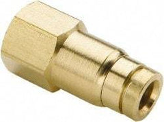 Parker - 5/32" Outside Diam, 1/4 NPT, Brass Push-to-Connect Tube Female Connector - 250 Max psi, Tube to Female NPT Connection, Buna-N O-Ring - Exact Tool & Supply