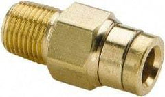 Parker - 5/32" Outside Diam, 1/4 NPT, Brass Push-to-Connect Tube Male Connector - 250 Max psi, Tube to Male NPT Connection, Buna-N O-Ring - Exact Tool & Supply