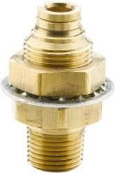 Parker - 1/2" Outside Diam, 1/2 NPTF, Brass Push-to-Connect Tube Male Bulkhead - 250 Max psi, Buna-N O-Ring, Tube to Male NPT - Exact Tool & Supply